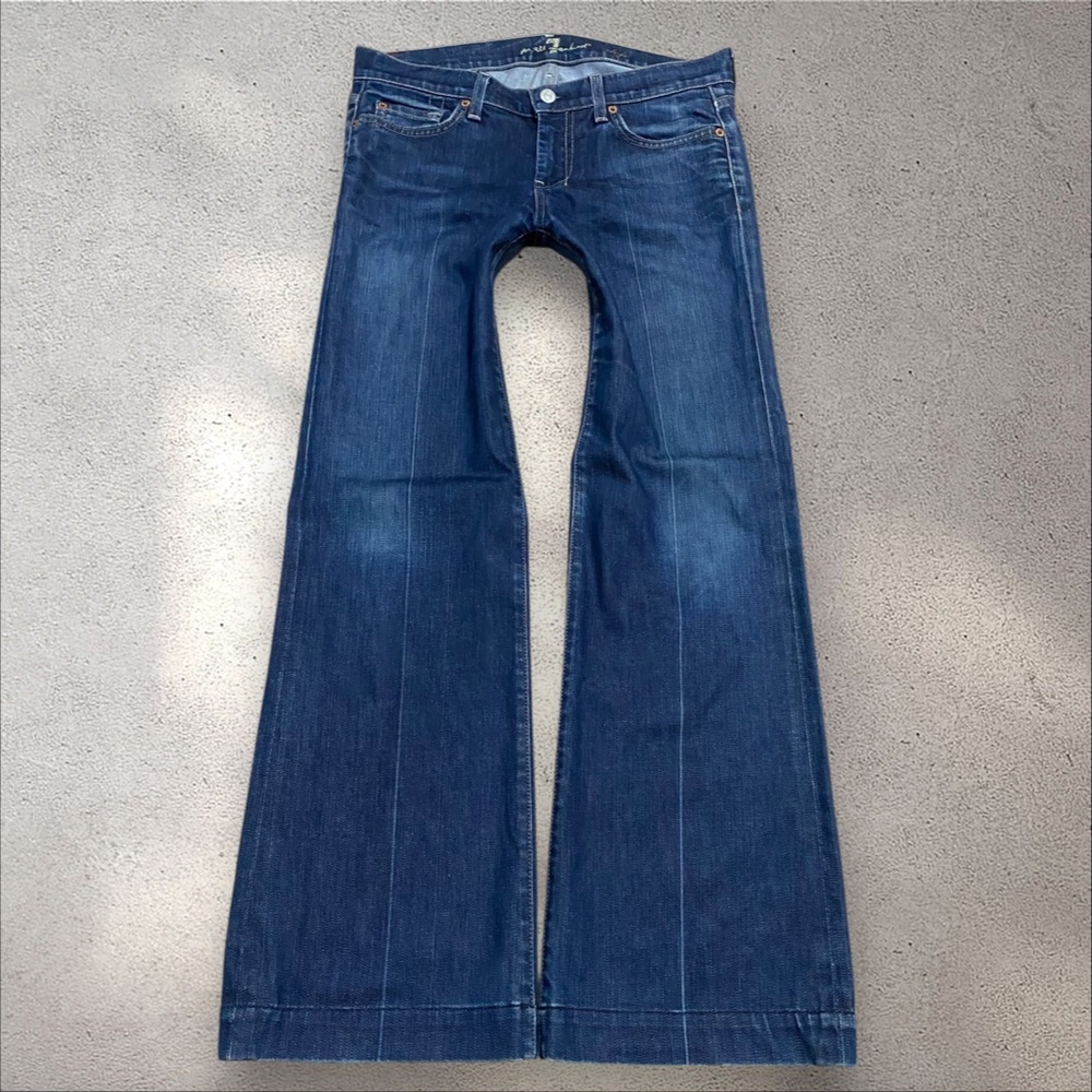 7 For All Mankind Blue Boot Cut Jeans - Picture 2 of 6